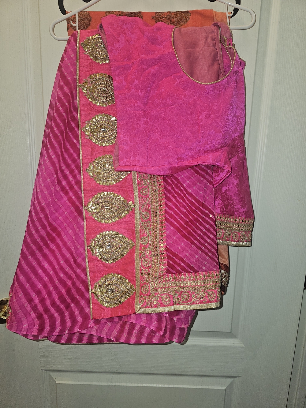 Vibrant Pink Embellished Saree With Blouse